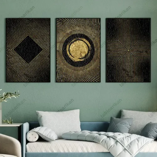 تابلو دکوراتیو آبستره سه تکه مدرن کد AS5699