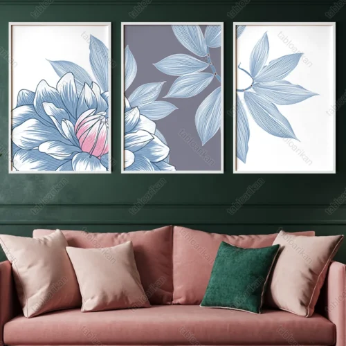 تابلو سه تکه گل مدرن کد SH1336