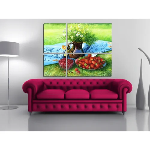 تابلو نقاشی طرح گل چند تکه