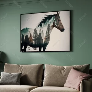 تابلو دیجیتال آرت مدرن طرح اسب