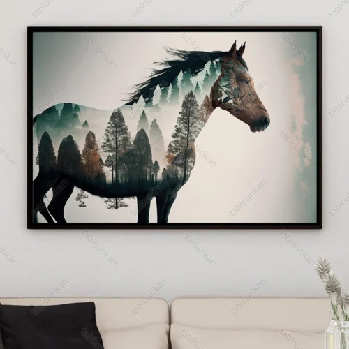تابلو دیجیتال آرت مدرن طرح اسب