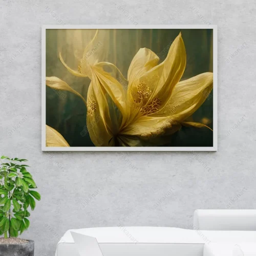 تابلو دکوراتیو گل طلایی