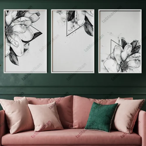 TG1059 تابلو سیاه و سفید سه تکه کد