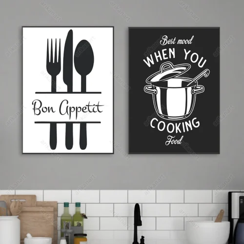 تابلو سیاه و سفید برای آشپزخانه