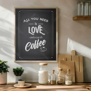 تابلو عاشقانه طرح قهوه