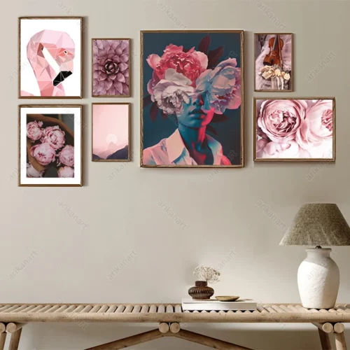 تابلو چند تکه تم صورتی