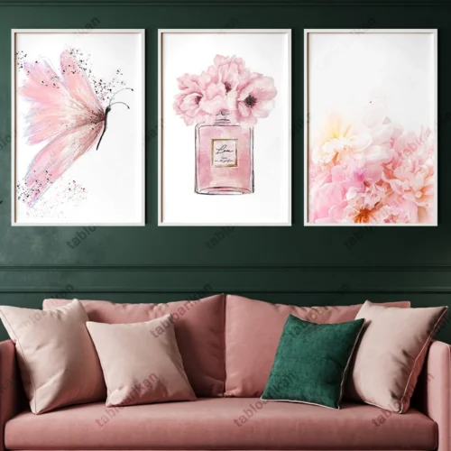 تابلو سه تکه تم صورتی کدRKN1670