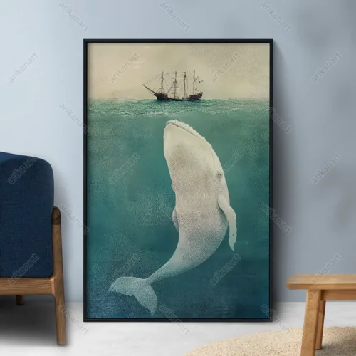 تابلو فانتزی نهنگ و قایق